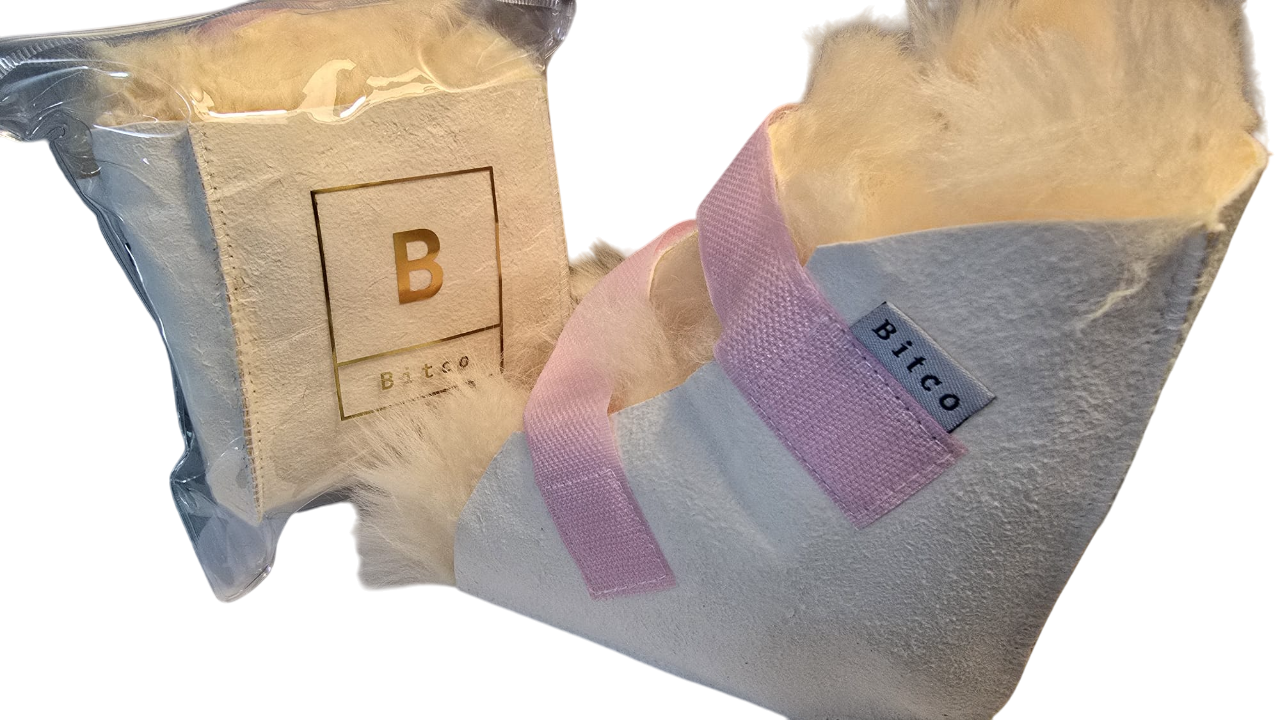 Bitco Medical-Grade Sheepskin Heel Protector – Pressure Relief Pad for Bedridden or Diabetic Use. 1-Unit