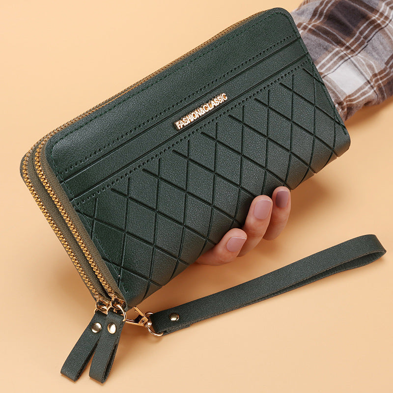 Women's Simple Double Zipper Multiple Card Slots Long Wallet