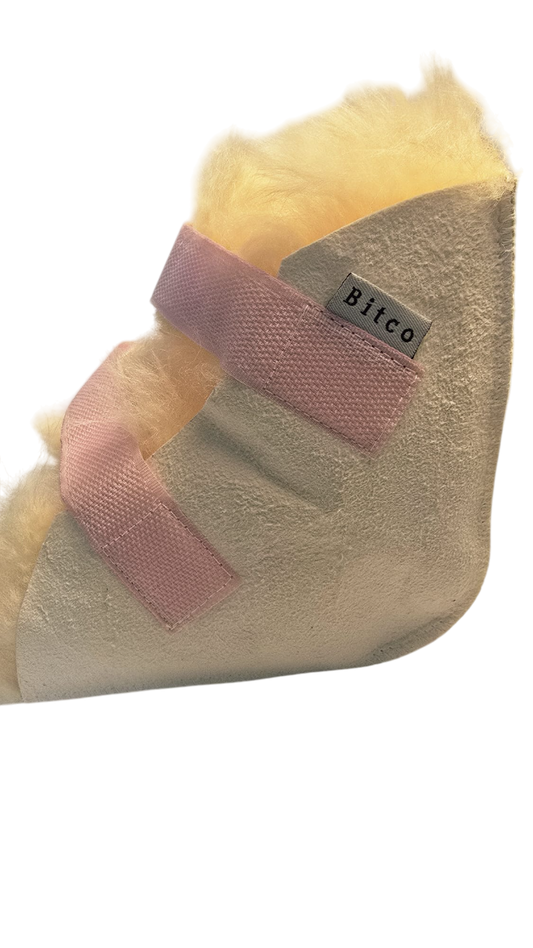 Bitco Medical-Grade Sheepskin Heel Protector – Pressure Relief Pad for Bedridden or Diabetic Use. 1-Unit