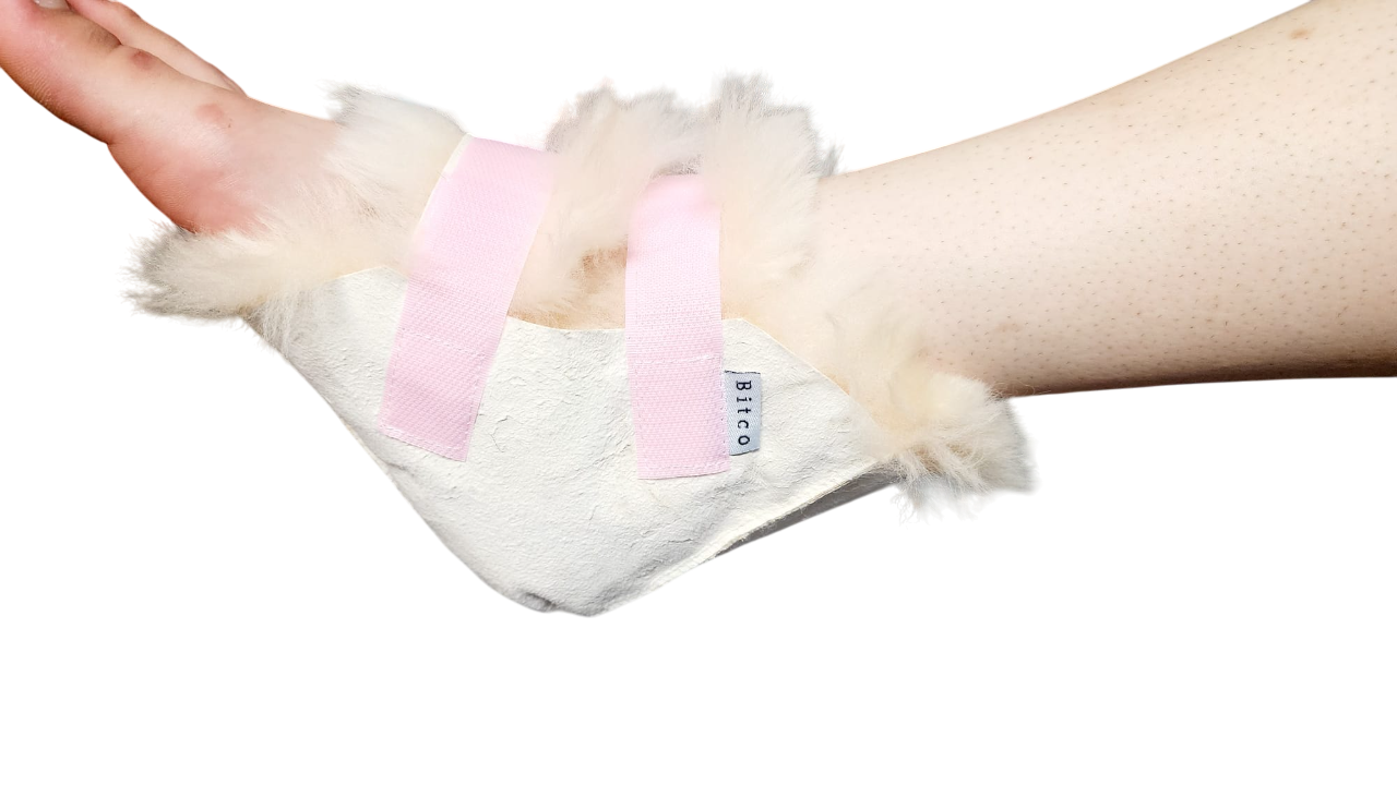 Bitco Medical-Grade Sheepskin Heel Protector – Pressure Relief Pad for Bedridden or Diabetic Use. 1-Unit